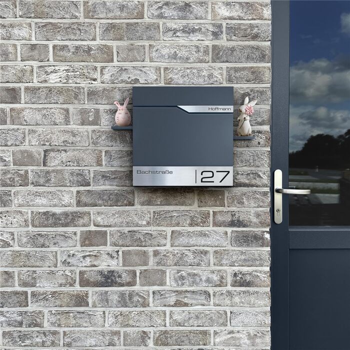 Поштовий ящик Metzler Anthrazit RAL 7016 з газетницею та табличкою з нержавіючої сталі V2A, антикорозійний, сучасний, 10 років гарантії на запчастини