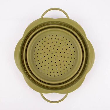 Kochblume Folding Strainer L | Premium Silicone & BPA Free | Heat Resistant | Dishwasher Safe | Space-Saving | Color: Olive