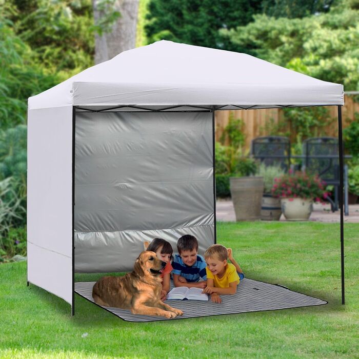 2 Baldachin Side Walls, Tent Side Wall for 3x3m Pop-Up Baldachin, Waterproof with Silver Coating for 3M Straight Leg, Outdoor Pavilions, Instant Awnings, White Side Wall Only