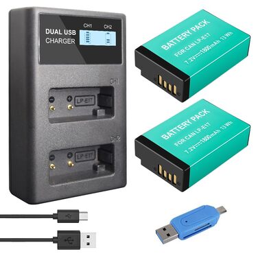 CITYORK 2 шт. акумулятори LP-E17 1800mAh + Dual USB зарядний пристрій для Canon EOS R10, R8, RP, R50, R100, 200D, 77D, 750D, 760D, 800D, 8000D, M3, M5, M6, Rebel SL2, SL3, T6i, T6s, T7i