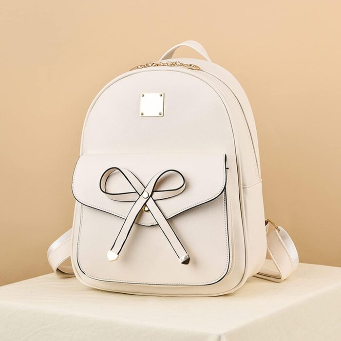 Жіночий рюкзак з PU шкіри: стильний щоденний рюкзак для подорожей, школи, роботи. Набір сумок (білий 03)