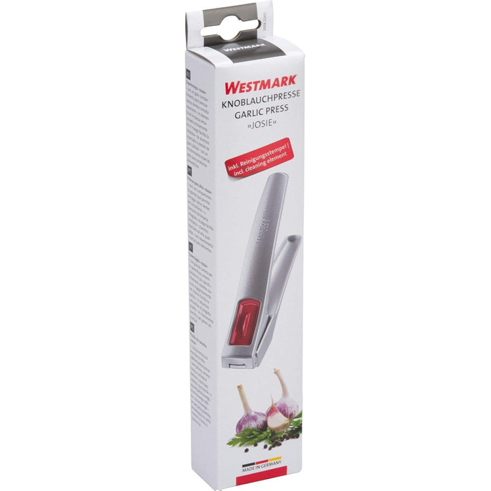 Прес для часнику Westmark з великою камерою та елементом для чищення, 16.2 см, алюміній/пластик, срібно-червоний, 30082260 Josie