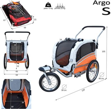 Причіп для собак Papilioshop Argo - зелений (камуфляжний) для собак S, M, L