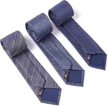 Набір краваток для чоловіків 3 шт. + 3 кишенькові хустинки | Подарунковий бокс для чоловіків | Класичний аксесуар для весілля | Білий та синій принт