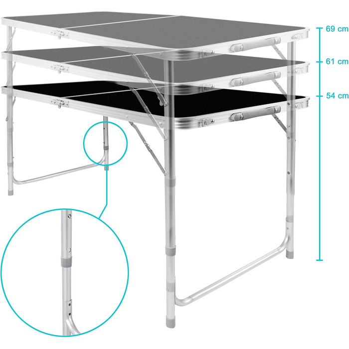 Складаний багатофункціональний стіл для кемпінгу, ринку, саду: 120 x 60 см (Чорний)