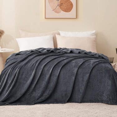 Айсбо Плед з флісу 150x200 см XL - Теплий плед на софу, м'який плед для вітальні, дивана, зимовий плед (220 x 240 см, антрацит)