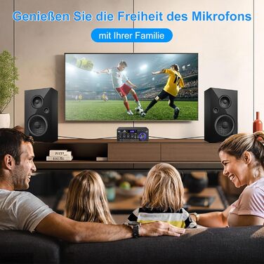 KKMOL AK45 Міні Hi-Fi стерео підсилювач Bluetooth, 400 Вт, 2-канальний, цифровий аудіо підсилювач з USB, SD, радіо, пультом, 12V/220V