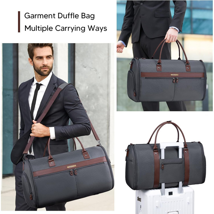 Garment Bags for Travel, Suit Garment Duffel Bags, Carry-on Garment Bag with Shoe Compartment for Men and Women, 2 in 1 Garment Duffel Bag Suitcase with Shoe Bag (Dark Grey)