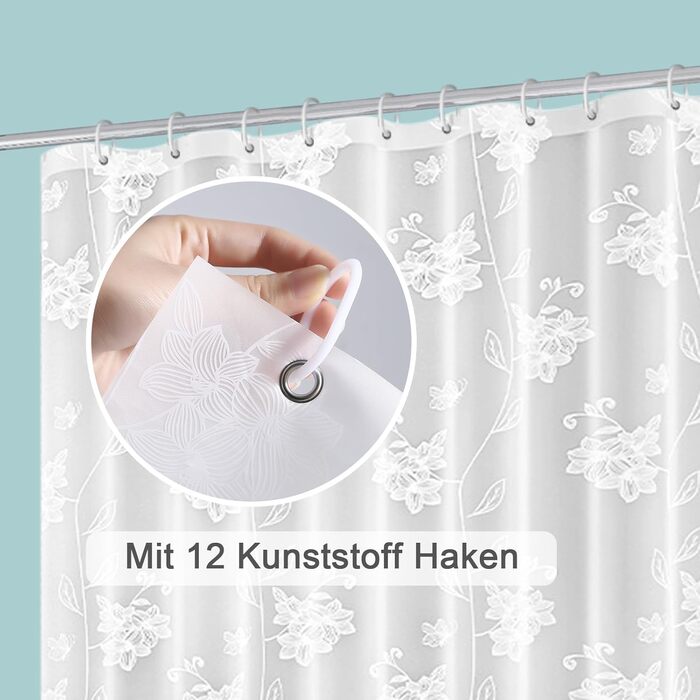 Штора для душу миюча Peva 300x200 см, біла в крапку, антигрибкова, прозора для ванної кімнати та душу