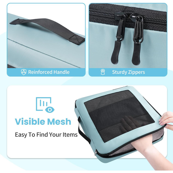 Органайзери для валізи Prezon, набір 10 шт., легкі, для подорожей, блакитно-зелені