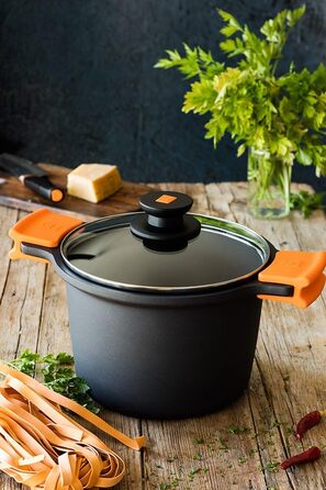 Каструля BRA Efficient Pot 28 см, висока, чорна, алюміній з антипригарним покриттям