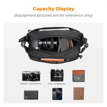 Рюкзак для камери K&F Concept, фотосумка, квадратна сумка, рюкзак для дронів DJI Mavic, сумісний з Canon/Nikon/Sony (Чорний, S)