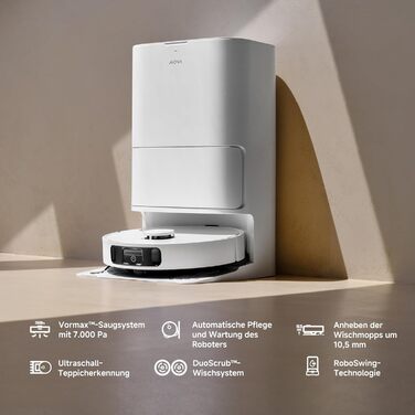 Робот-пилосос Mova E30 Ultra з функцією миття, автоматичним спустошенням, потужністю 19000 Па, MaxiReach-мопом, антизаплутувальною щіткою та вбудованим баком 80 мл. Автономна станція для 75 днів прибирання