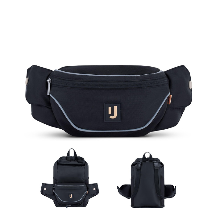 Чоловіча та жіноча поясна сумка Johnny Urban Jimmy 2в1 - рюкзак, складаний, для фестивалів, мультифункціональна, водовідштовхувальна (Чорний)