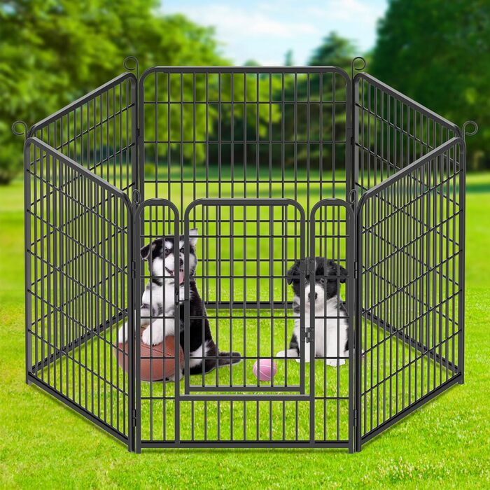 Клітка для цуценят, ігровий вольєр для собак, 65 x 80 см, металева, з дверцятами та засувом