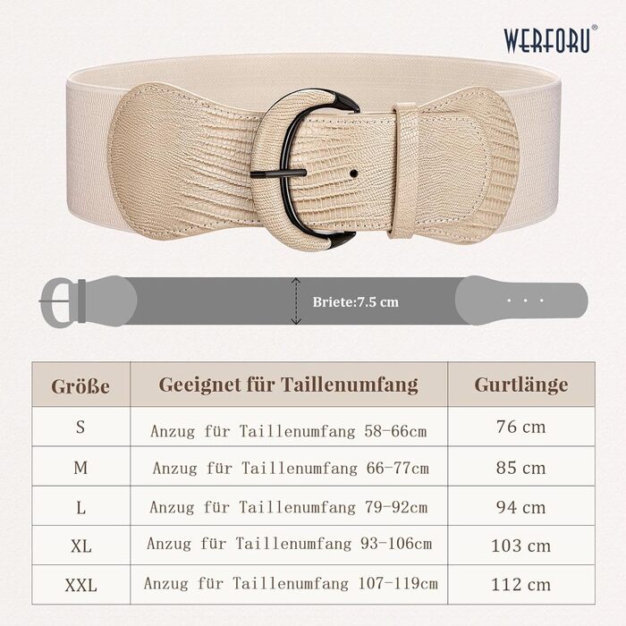 Жіночий широкий еластичний пояс WERFORU для суконь та костюмів, розмір 94-107 см (K-khaki)