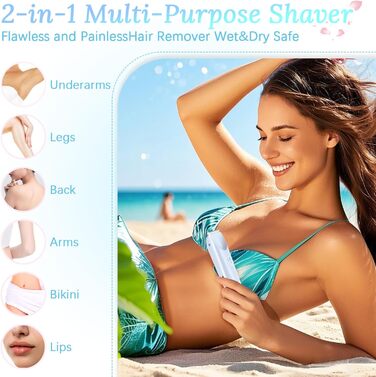 Електричний жіночий триммер Silky Splash 2-в-1 для бікіні, обличчя та тіла, водонепроникний IPX7, з USB-зарядкою, блакитний