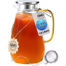 Скляний графин Smiths Mason Jars 1.8 л з інфузором і двосторонньою кришкою — універсальний графин для води, чаю та напоїв, стильний дизайн, підходить для гарячих і холодних напоїв