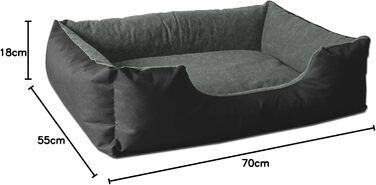 Ліжко для собак BedDog THE-ROCK (чорний/сірий) L 70 x B 55 x H 18 см - м'яке, знімний чохол, для маленьких собак
