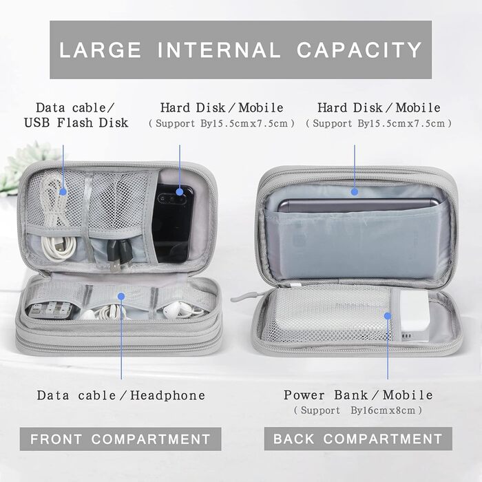 Органайзер для кабелів Skycase: сумка-чохол для аксесуарів, USB, Powerbank, SD-картки, сірий