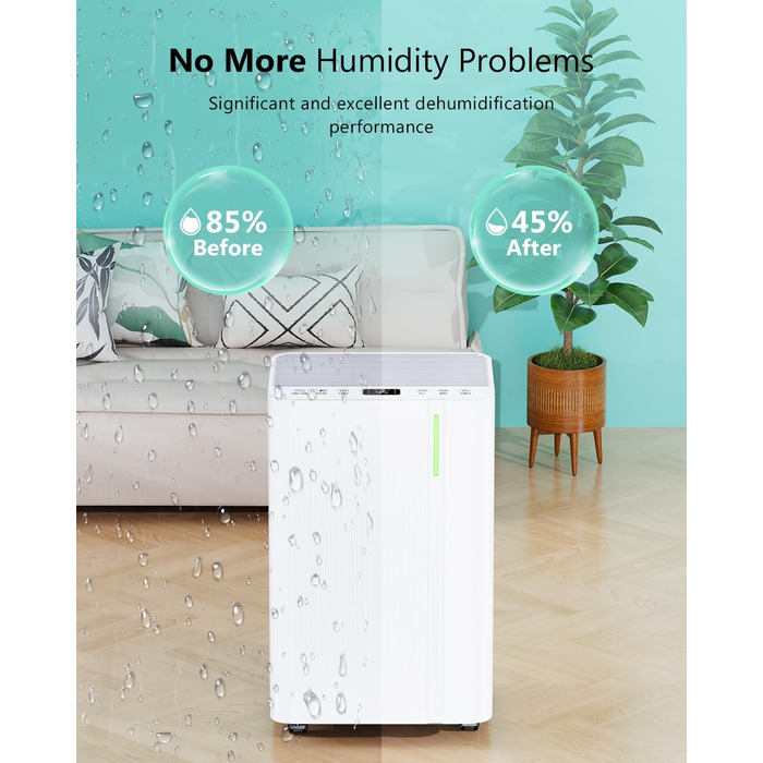 Електричний осушувач повітря для дому, квартири, підвалу. Тиха робота, 3 режими, таймер 24г, автоматична відтавлювання, 20л/день