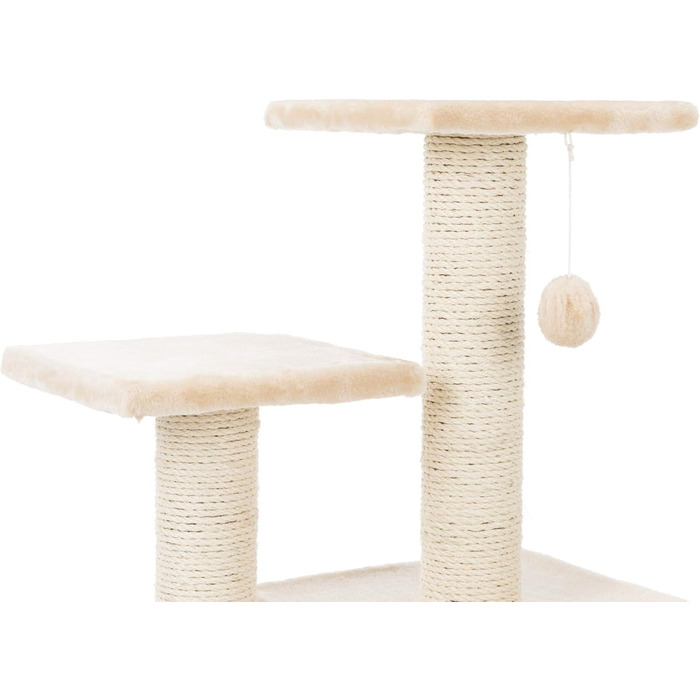 Дряпка для котів TRIXIE, 82.7 см, з обмотаним джутовим стовпом та великою печерею та іграшкою, колір бежевий