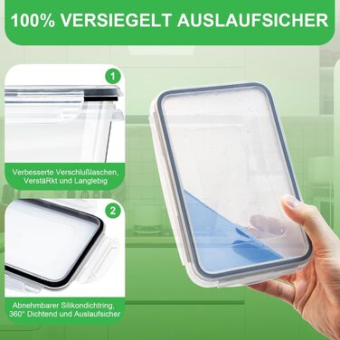 Набір контейнерів Kottwca, 30 шт. (15 контейнерів + 15 кришок) - набір для зберігання продуктів, 100% герметичність, BPA-Free, для мікрохвильовки та холодильника (8 великих об'ємів)