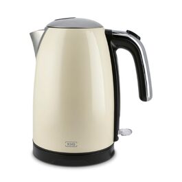 Набір для сніданку KHG: чайник та тостер, кремово-бежевий, ретро-дизайн, 1.7 л, 2 тости, 360° обертання, кнопка відкривання, індикатор, регулювання ступеня підсмажування, функції підігріву та розморожування