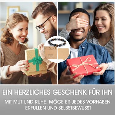 Браслет з тигровим оком та чорним турмаліном: захист, оберіг, подарунок для друзів, чоловіка, батька (еластичний)