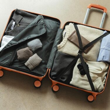 Набір валіз NUMADA 4 шт. Upfly T10 ABS: ручна валіза 55x40x20, середня 60L, велика 78L + косметичка. Оранжевий колір. Безпечний та міцний.