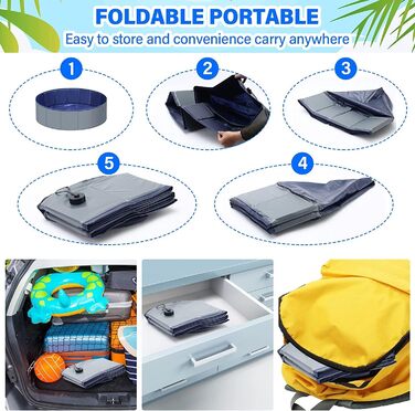 Dreamhigh® Dog Pool for Large Dogs 160 x 30cm, Non-Slip Splash Pool for Dogs, Foldable Splash Pool for Children and Large & Small Dogs