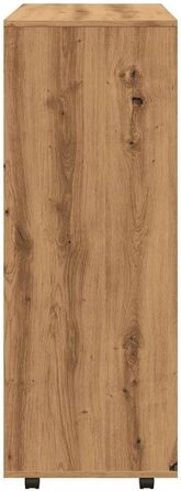 vidaXL Wardrobe with Open Compartment, 3 Side Shelves, Wheels, Coat Rack, Wardrobe, Bedroom, Closet, White 80x40x110cm Wood-Based Material (Handcrafted Oak)