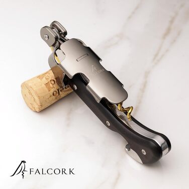 Професійний сомельє ніж FALCORK 249 – 2-ступеневий з фіксатором та захистом від поломки корка, для довгих пробок до 49 мм