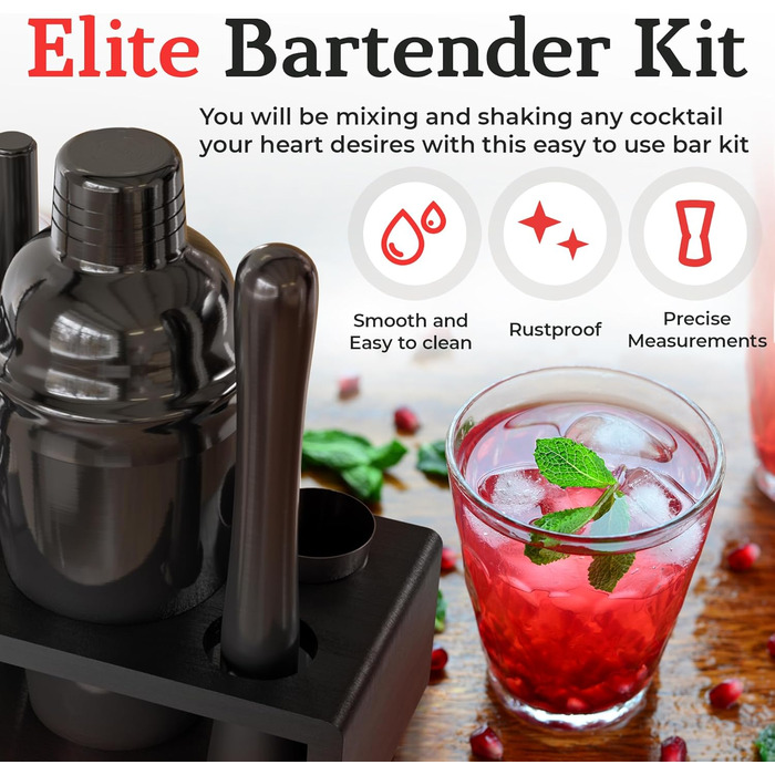 Набір шейкерів для коктейлів Highball & Chaser: професійний барний набір для приготування коктейлів + електронна книга з 30 рецептами (Gunmetal)