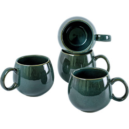 UNICASA Porcelain Coffee Mugs, Set of 4 Cups with Handles, Each 530 ml, Dishware Cup Mug for Tea, Coffee, Milk, Cappuccino, Green
