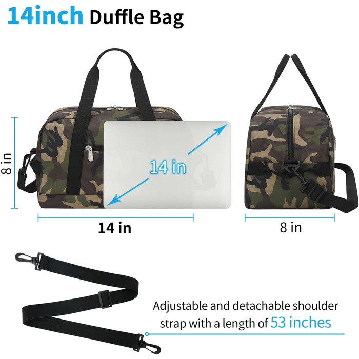 Спортивна сумка Mini Reisetasche 18л, дорожня сумка для фітнесу та школи, 35x20x25 см (Камуфляж, 14 дюймів)