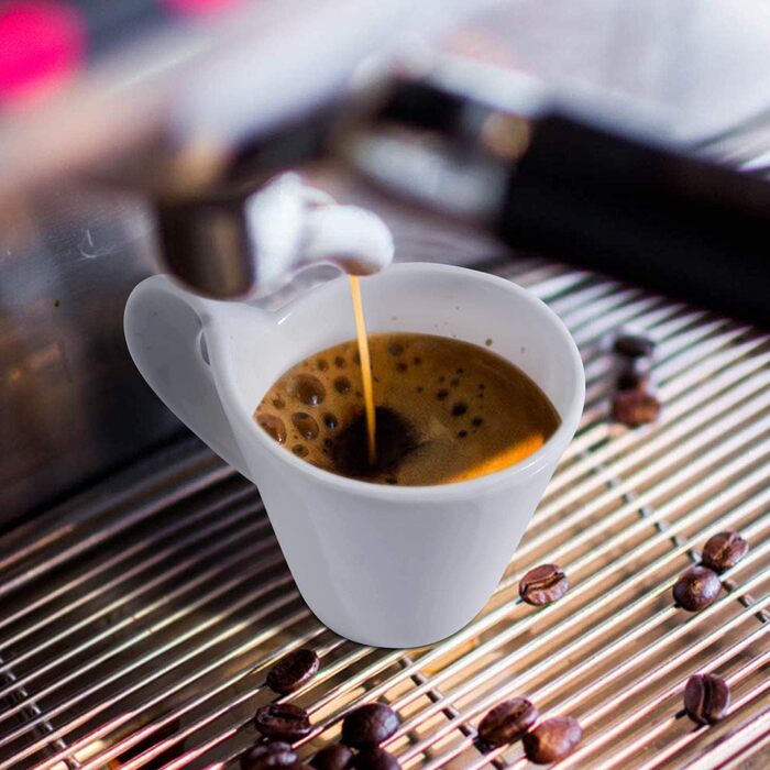 Набір еспресо-чашок з дерев'яним підставкою, 6 шт. по 80 мл, порцеляна, товстостінні, з підставками, для 6 осіб