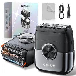 Електробритва чоловіча Kensen Mini Foil Shaver з USB-C зарядкою, водонепроникна, для сухого гоління бороди та обличчя, срібляста