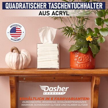 Acrylic Tissue Holder, transparent tissue box for cosmetic tissues, napkins, and lint-free cloths. Perfect for bathrooms, desks, workspaces, and vanity tables (Square, Clear)