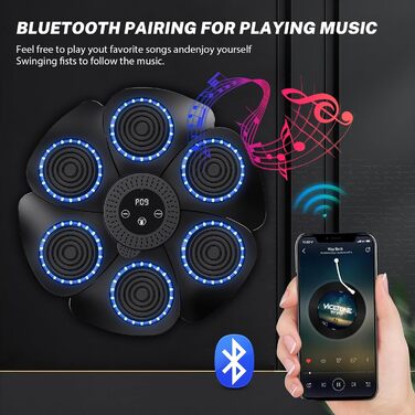 Музична бокс-машина з Bluetooth, 9 режимів швидкості та лічильником для дорослих та дітей, чорний колір + рукавички