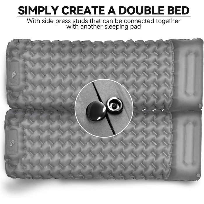Каремат туристичний надувний Isomatte 9 см, 200x68 см, з подушкою, водонепроникний - для кемпінгу, походів, пляжу (Сірий)