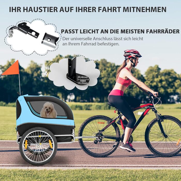 Фаркоп для велосипеда Costway для собак до 40 кг, блакитний: велосипедний перевізний засіб для собак
