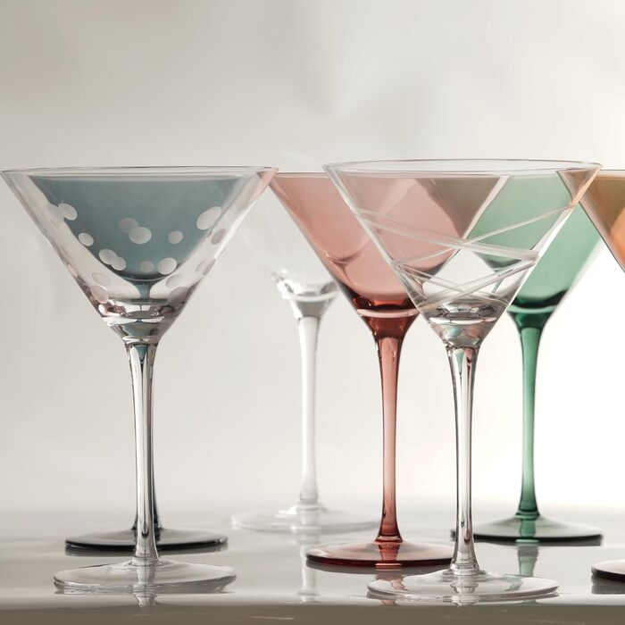 Набір келихів для Мартіні Martini, 4 шт., ручна робота, преміум кришталь, для коктейлів (Мартіні, Космополітен, Манхеттен) - 10oz