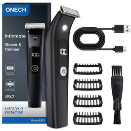 Електричний чоловічий триммер для бороди та тіла з 4 насадками, USB, вологостійкий, чорний