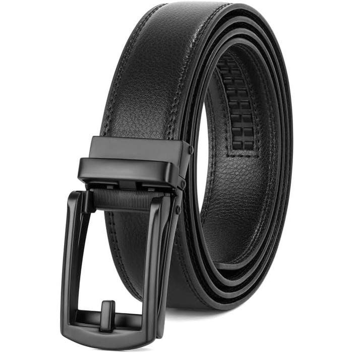 Чоловічий шкіряний ремінь JasGood з автоматичною пряжкою, 33 мм, для костюма, офісний, повсякденний (чорний, 115 см, обхват талії 85-100 см)