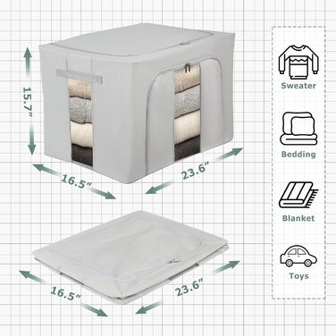 Органайзер для зберігання речей Womanht 2 шт. з металевим каркасом, сірий (24L)