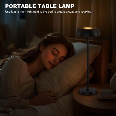 Світлодіодна настільна лампа бездротова з регулюванням яскравості, сенсорним керуванням, 4 режими освітлення, акумуляторна, для спальні, домашнього офісу, кемпінгу - 1 шт.