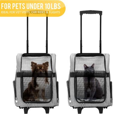 KOPEKS Deluxe рюкзак-переноска для тварин з подвійними колесами, середній, сірий (L 33 x B 30 x H 51 см)