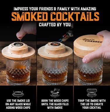Набір для копчення віскі з факелом та сиропом у ретро-стилі – 8 смаків, тріски з дуба, подарунок для чоловіків, набір для копчення коктейлів – американський дубовий дим, стандартний набір з ліхтариком