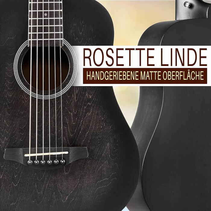 Акустична гітара Pyle для дітей та початківців, ½ розміру, з аксесуарами, чорна матова, 86 см